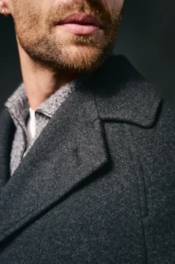 OOTO Sobretudos-Sobretudo cruzado de lã Cinzento