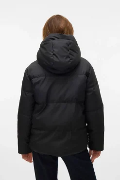 Vero Moda Casacos|Acolchoados E Agasalhos-Sobretudo curto acolchoado encerado Preto