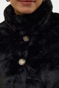 Vero Moda Sobretudos|Casacos-Sobretudo curto com efeito de pelo Preto