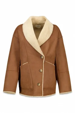 Slowlove Casacos-Sobretudo curto com efeito dupla face Tostado