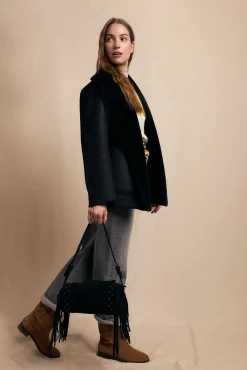 Slowlove Casacos-Sobretudo curto com efeito dupla face Preto