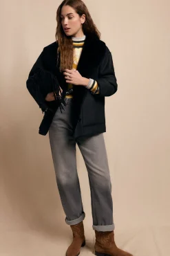 Slowlove Casacos-Sobretudo curto com efeito dupla face Preto