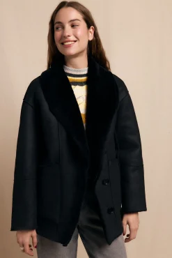 Slowlove Casacos-Sobretudo curto com efeito dupla face Preto