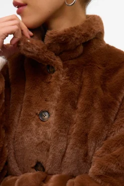 Vero Moda Sobretudos|Casacos-Sobretudo curto com efeito de pelo Castanho