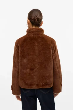 Vero Moda Sobretudos|Casacos-Sobretudo curto com efeito de pelo Castanho