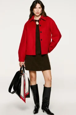 Selected Sobretudos|Casacos-Sobretudo curto de lã Vermelho