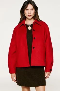 Selected Sobretudos|Casacos-Sobretudo curto de lã Vermelho