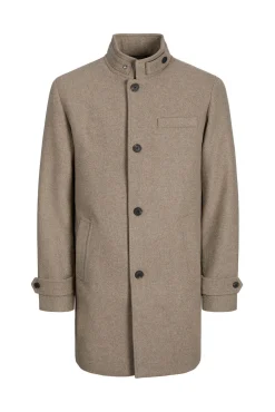 Jack & Jones Sobretudos-Sobretudo curto de lã com gola alta Tostado