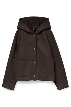 Vero Moda Sobretudos|Casacos-Sobretudo curto de pano Castanho