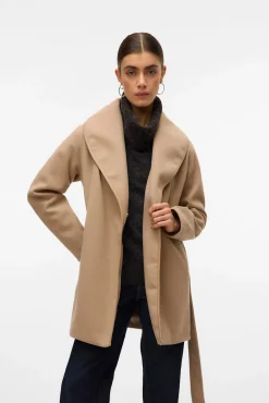 Vero Moda Sobretudos|Casacos-Sobretudo curto de pano Castanho