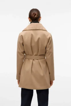 Vero Moda Sobretudos|Casacos-Sobretudo curto de pano Castanho