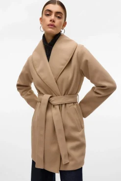 Vero Moda Sobretudos|Casacos-Sobretudo curto de pano Castanho