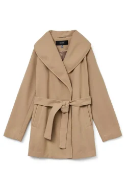 Vero Moda Sobretudos|Casacos-Sobretudo curto de pano Castanho