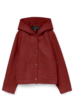 Vero Moda Sobretudos|Casacos-Sobretudo curto de pano Vermelho