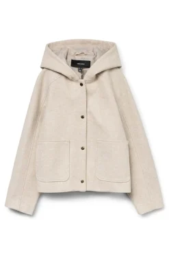 Vero Moda Curve Sobretudos|Casacos-Sobretudo curto de tecido, tamanho grande Tostado