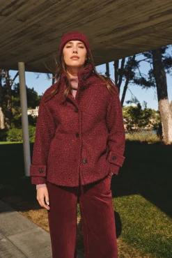 Cortefiel Casacos-Sobretudo curto de tecido macia Granada