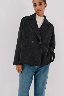 Cortefiel Casacos-Sobretudo curto desestruturado Cinzento