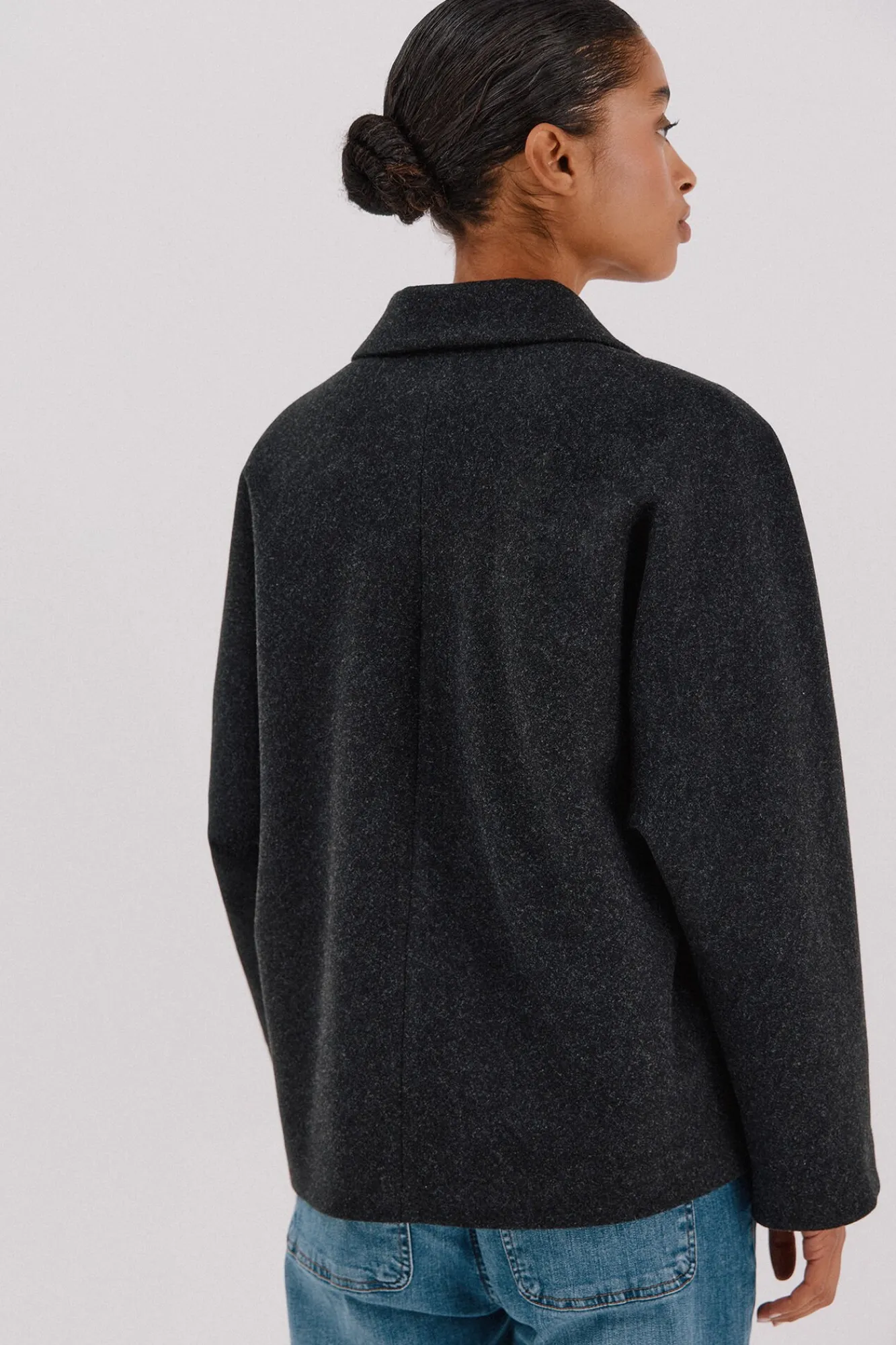 Cortefiel Casacos-Sobretudo curto desestruturado Cinzento