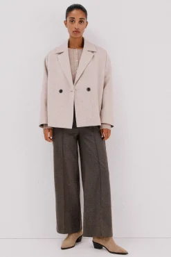 Cortefiel Casacos-Sobretudo curto desestruturado Ecru