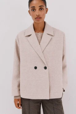 Cortefiel Casacos-Sobretudo curto desestruturado Ecru