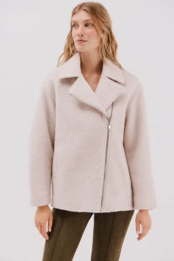 Cortefiel Casacos-Sobretudo curto estilo biker Ecru