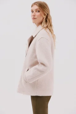 Cortefiel Casacos-Sobretudo curto estilo biker Ecru