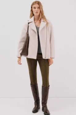 Cortefiel Casacos-Sobretudo curto estilo biker Ecru