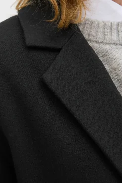 Jack & Jones Sobretudos-Sobretudo de gola italiana preto