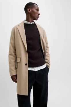 Jack & Jones Sobretudos-Sobretudo de gola italiana cinzento