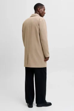 Jack & Jones Sobretudos-Sobretudo de gola italiana cinzento