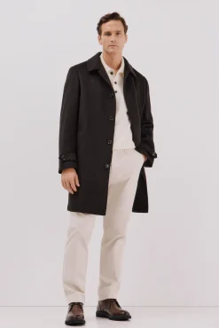 Cortefiel Sobretudos-Sobretudo de lã Castanho