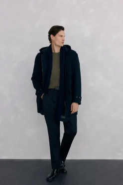 Pedro del Hierro Sobretudos-Sobretudo de lã com alamares Azul