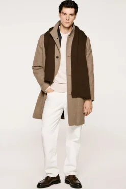 Selected Sobretudos-Sobretudo de lã com gola chaminé Cinzento