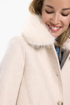 Vero Moda Sobretudos|Casacos-Sobretudo de pano com gola de pele Tostado