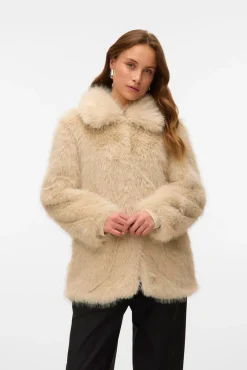 Vero Moda Sobretudos|Casacos-Sobretudo de pele Tostado