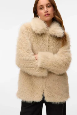 Vero Moda Sobretudos|Casacos-Sobretudo de pele Tostado