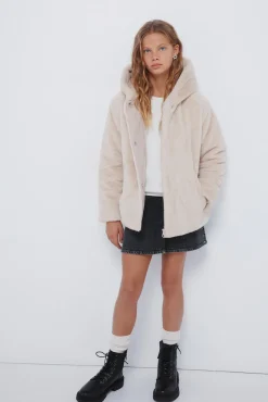 Springfield Kids Sobretudo-sobretudo de pele de menina castanho