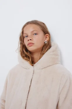 Springfield Kids Sobretudo-sobretudo de pele de menina castanho