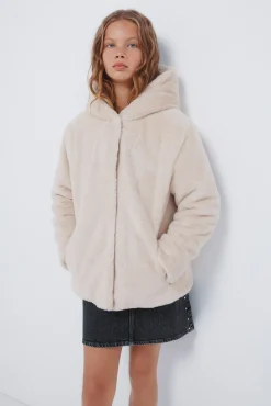 Springfield Kids Sobretudo-sobretudo de pele de menina castanho