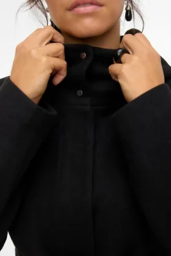 Vero Moda Curve Sobretudos|Casacos-Sobretudo de tecido com capuz Curve Preto