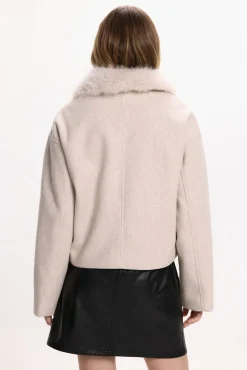 Vila Sobretudos|Casacos-Sobretudo de tecido com gola de pele sintética Tostado