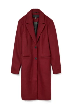 Vero Moda Sobretudos|Casacos-Sobretudo de tecido midi feminino Vermelho