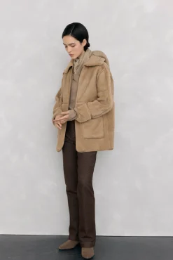 Pedro del Hierro Casacos-Sobretudo de texturas combinadas Beige
