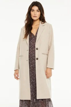 System Action Sobretudos|Casacos-Sobretudo longo com bolsos bege