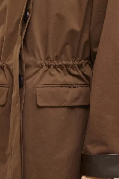 Vila Gabardines|Sobretudos-Sobretudo longo com gola polipele Castanho