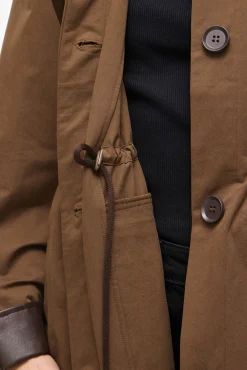 Vila Gabardines|Sobretudos-Sobretudo longo com gola polipele Castanho