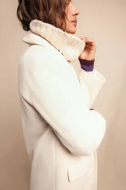 Slowlove Casacos-Sobretudo longo com gola xale Ecru