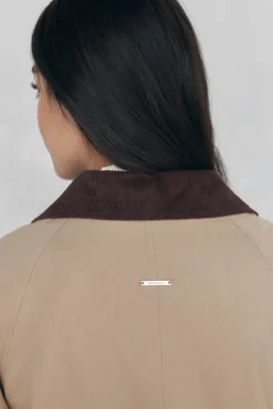 Pedro del Hierro Gabardines|Casacos-Sobretudo longo com gola veludo Beige