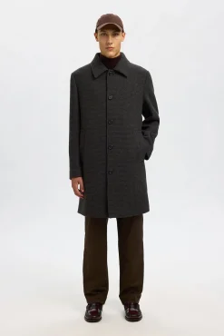 Selected Sobretudos-Sobretudo longo de lã Cinzento