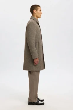 Selected Sobretudos-Sobretudo longo de lã Castanho